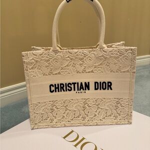 Dior Cream Lace Tote Bag